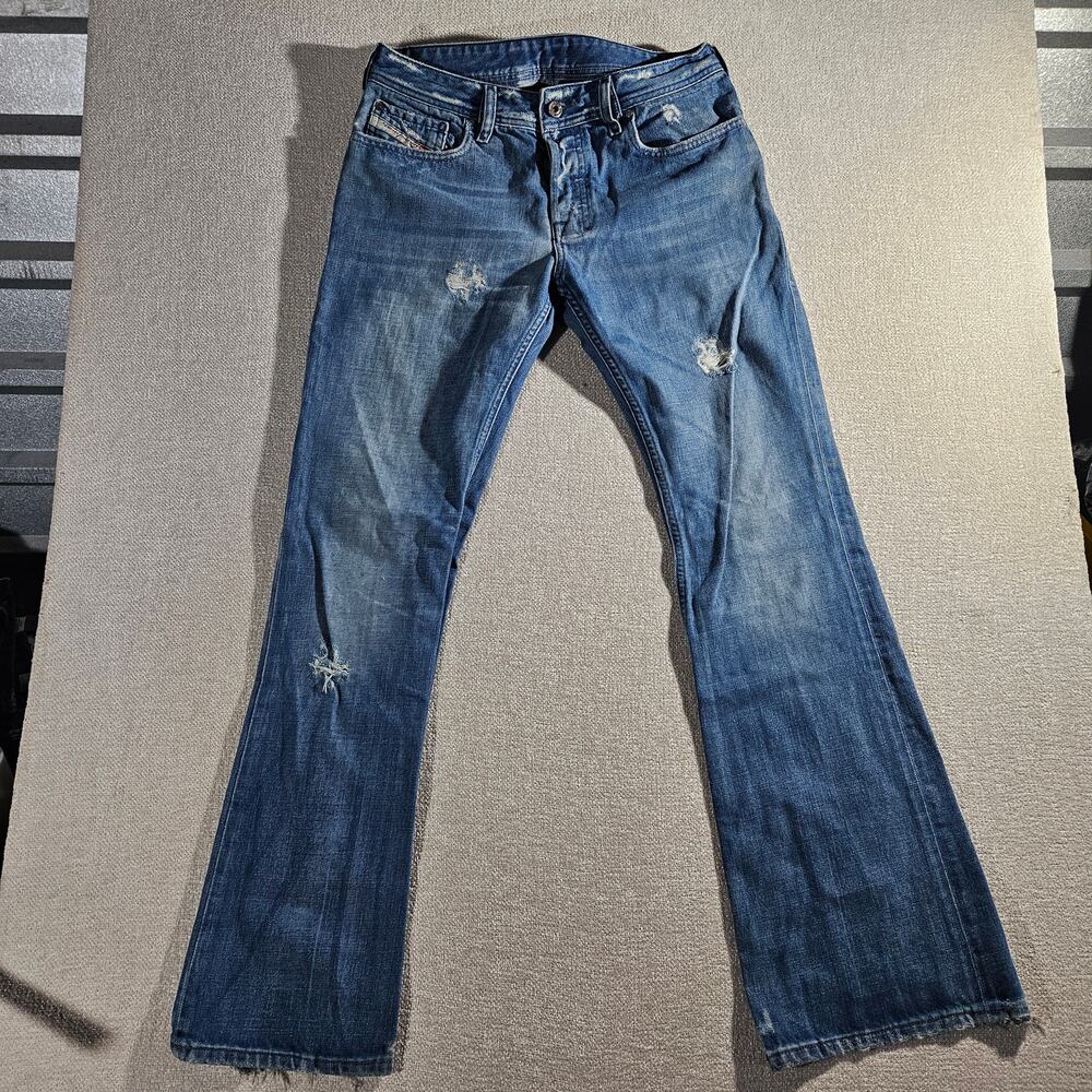 Vintage Distressed Diesel Zathan Jeans 30 Blue Bootcut Italy Button Fly Y2K